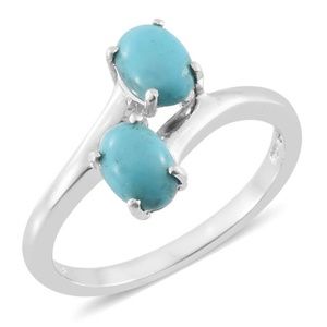 Kingman Blue Turquoise Platinum ring (size 7,0)